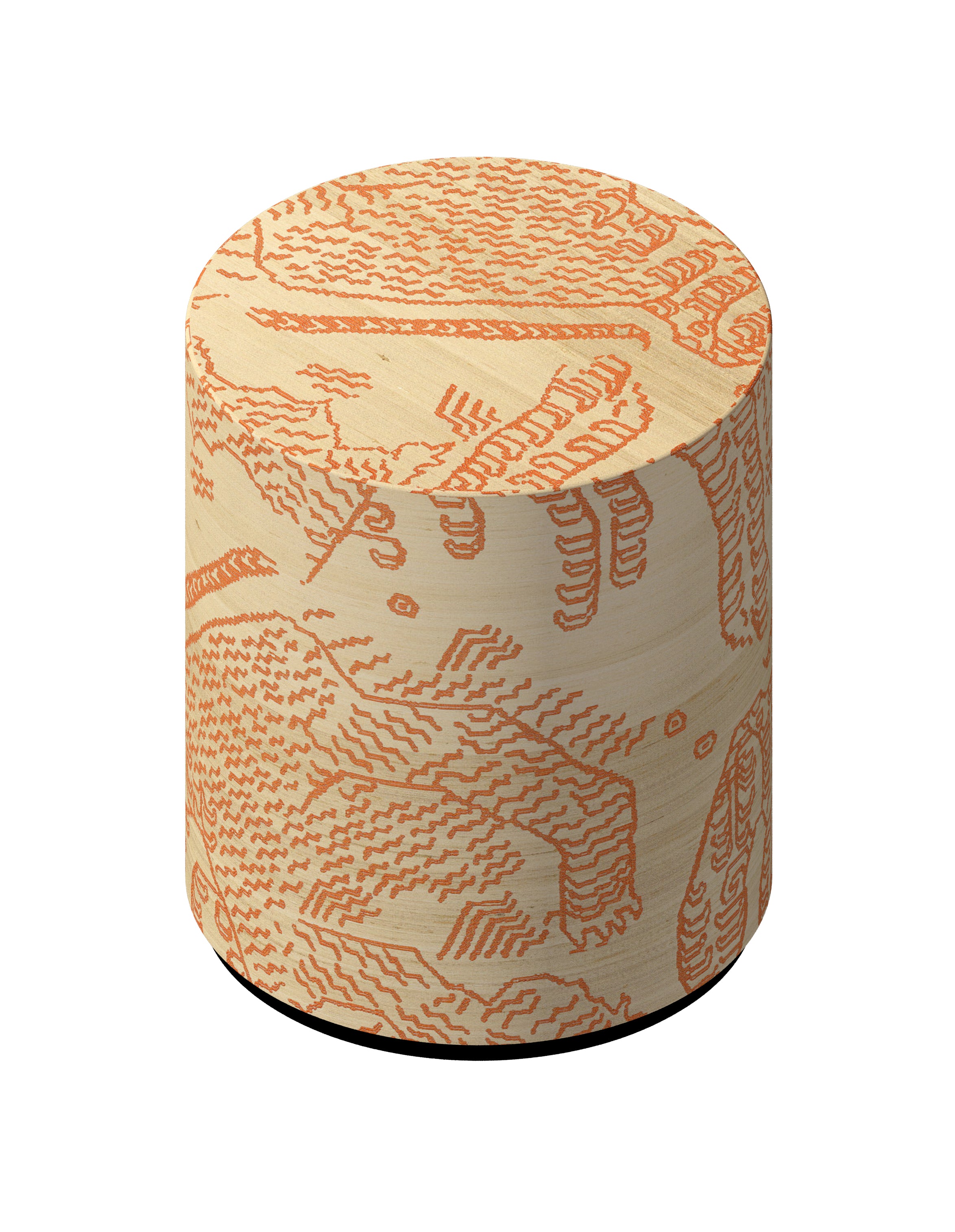Dedar poef Tiger Silk - Electric Orange
