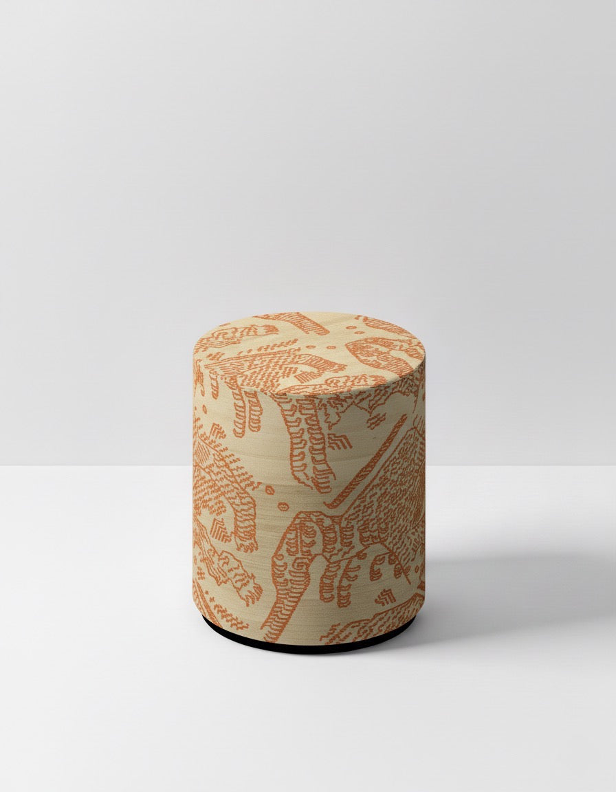 Dedar poef Tiger Silk - Electric Orange