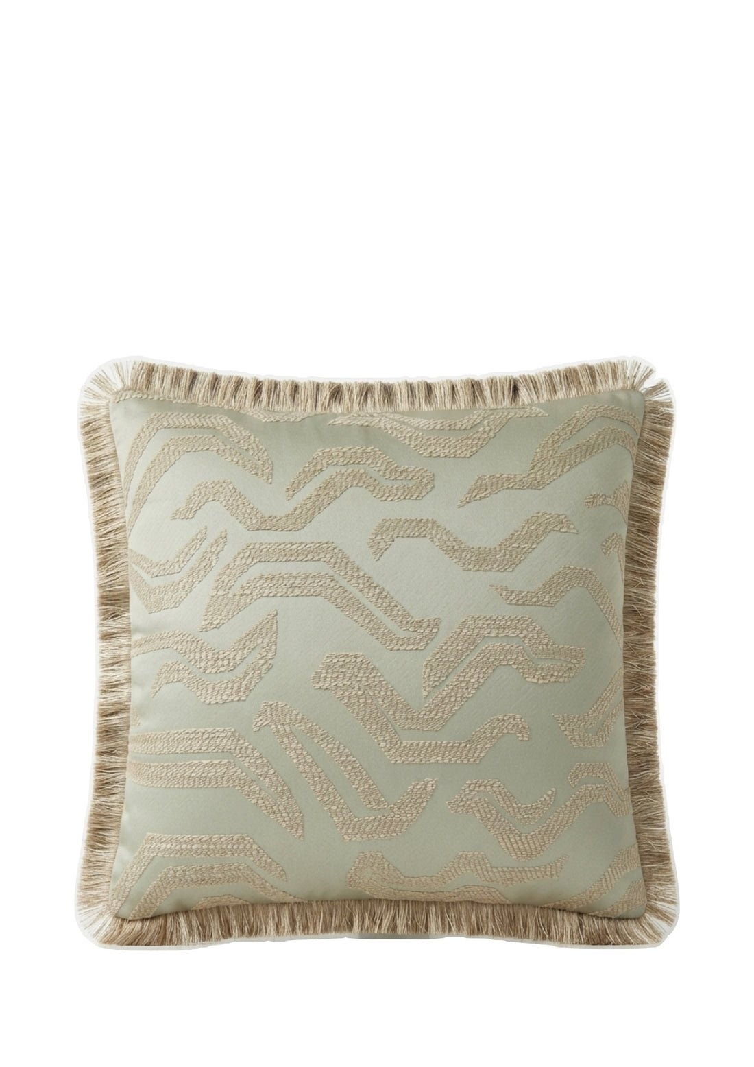 Pierre Frey sierkussen Tigris fringe - Jade - 45 x 45 cm