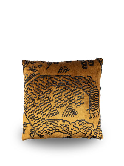Luxe Dedar Tiger Mountain sierkussen in Fauve, 45x45 cm, hoogwaardige afwerking