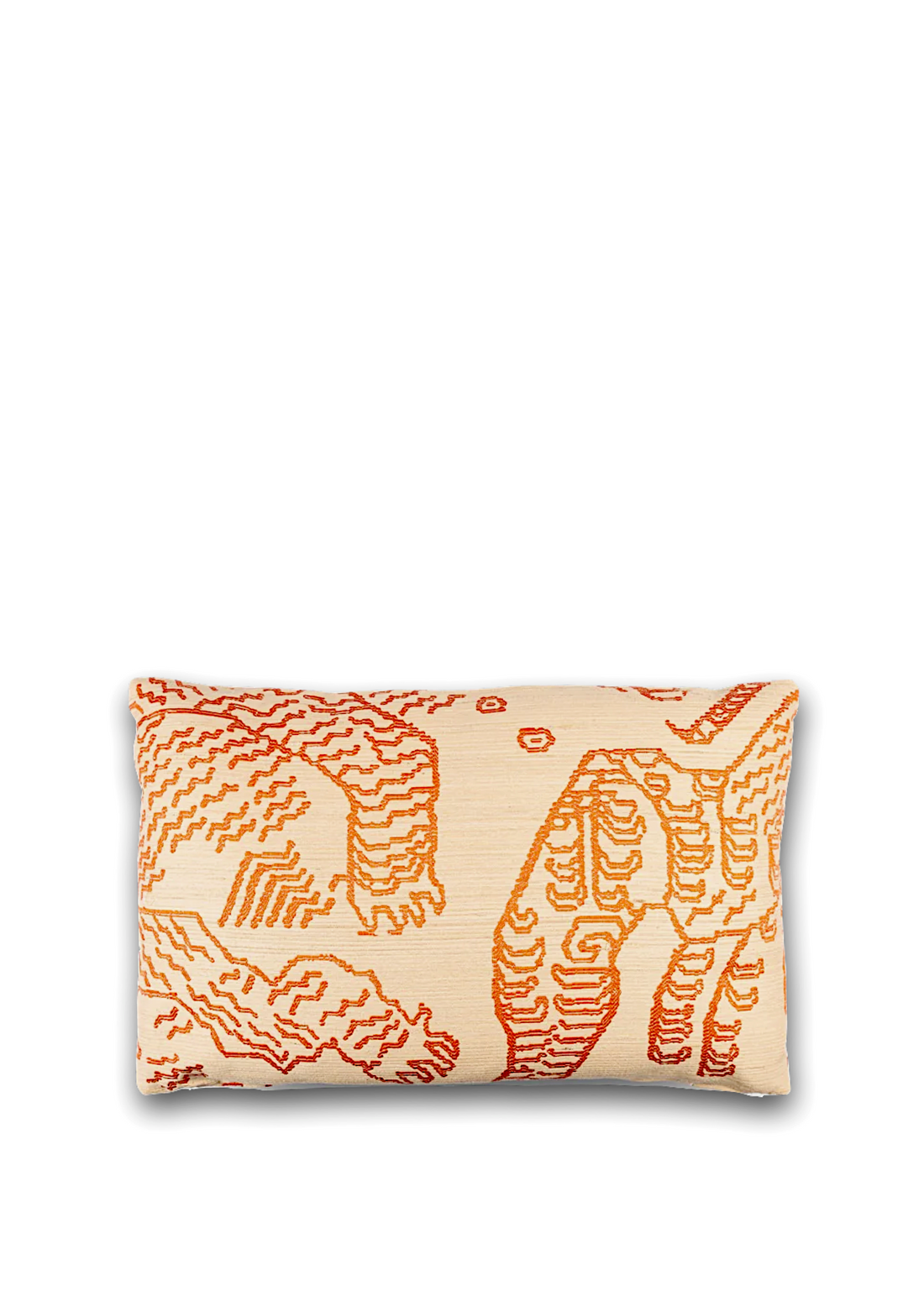 Luxe Dedar Tiger Silk sierkussen in Electric Orange, zijde afwerking