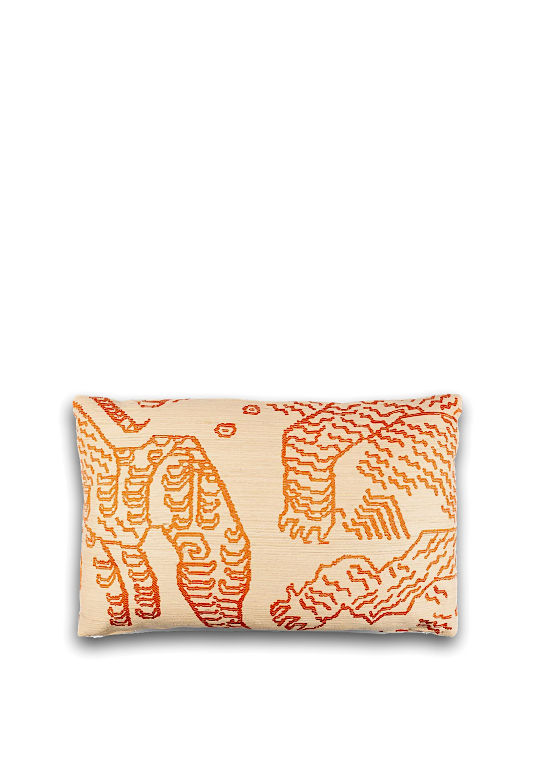 Luxe Dedar Tiger Silk sierkussen in Electric Orange, zijde afwerking