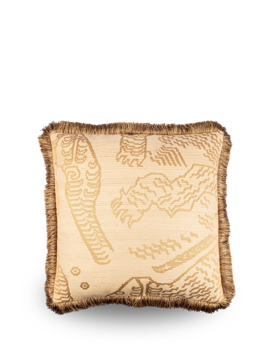 Dedar sierkussen Tiger Silk fringe - Dark Gold - 45 x 45 cm