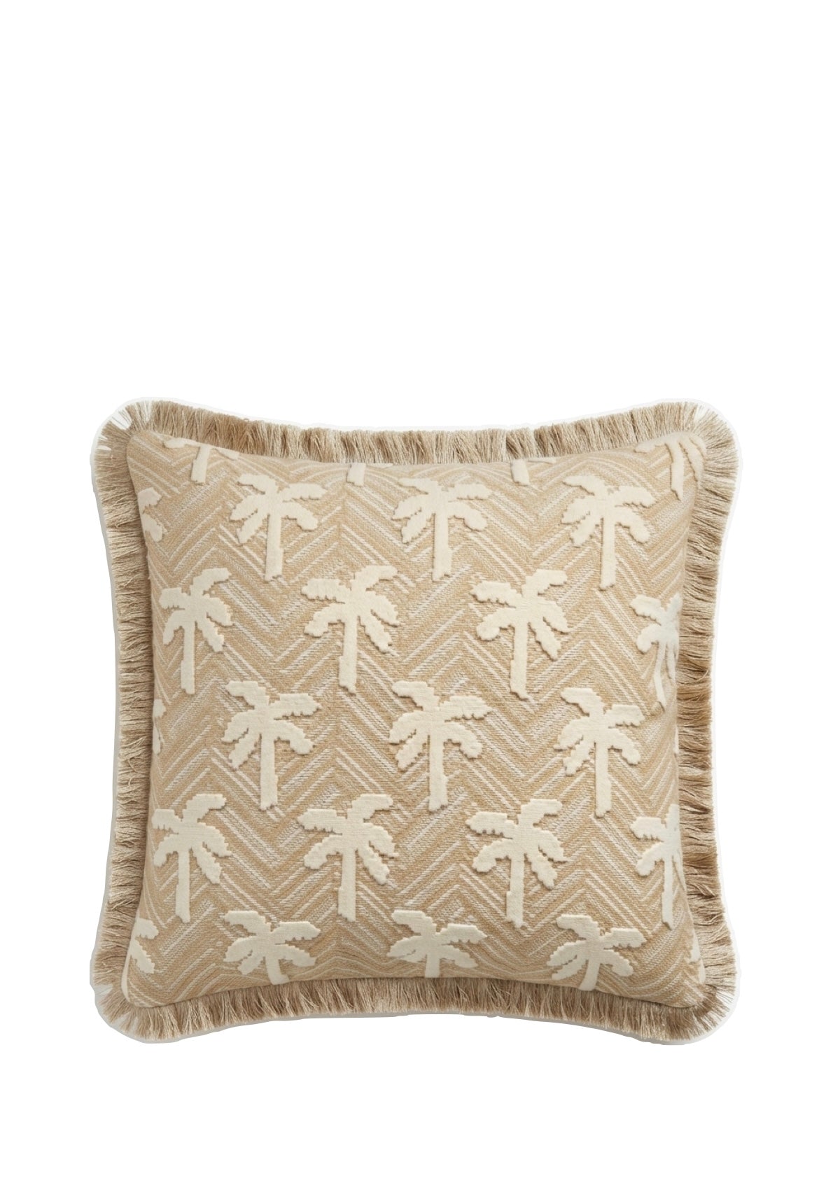 Nobilis sierkussen Borneo fringe - Crème - 50 x 50 cm