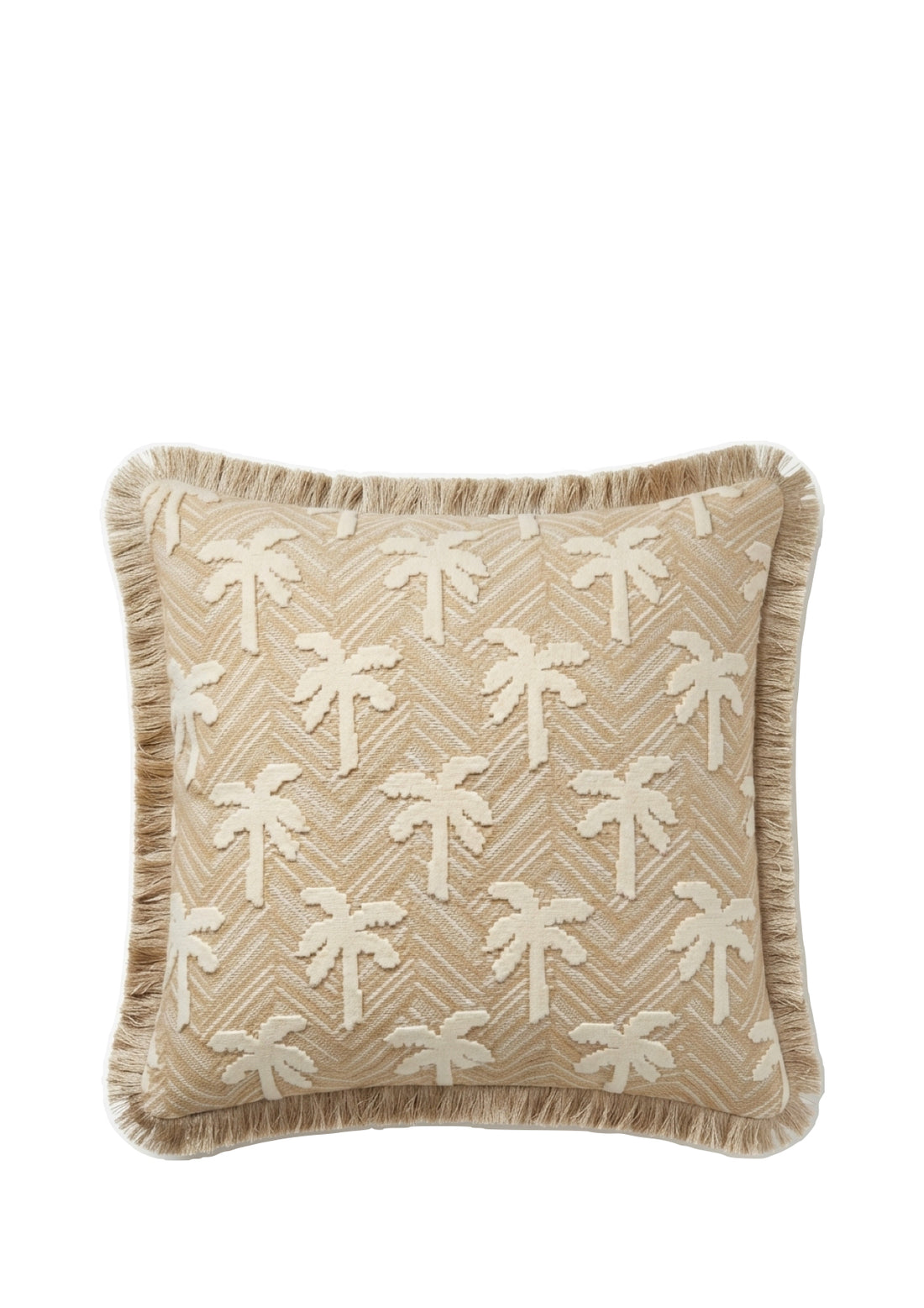 Nobilis sierkussen Borneo fringe - Crème - 50 x 50 cm