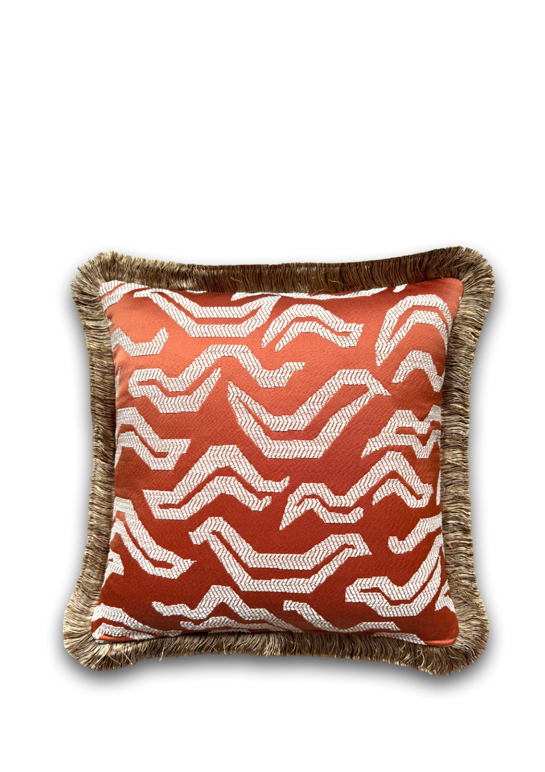 Pierre Frey sierkussen Tigris fringe - Tomette - 45 x 45 cm