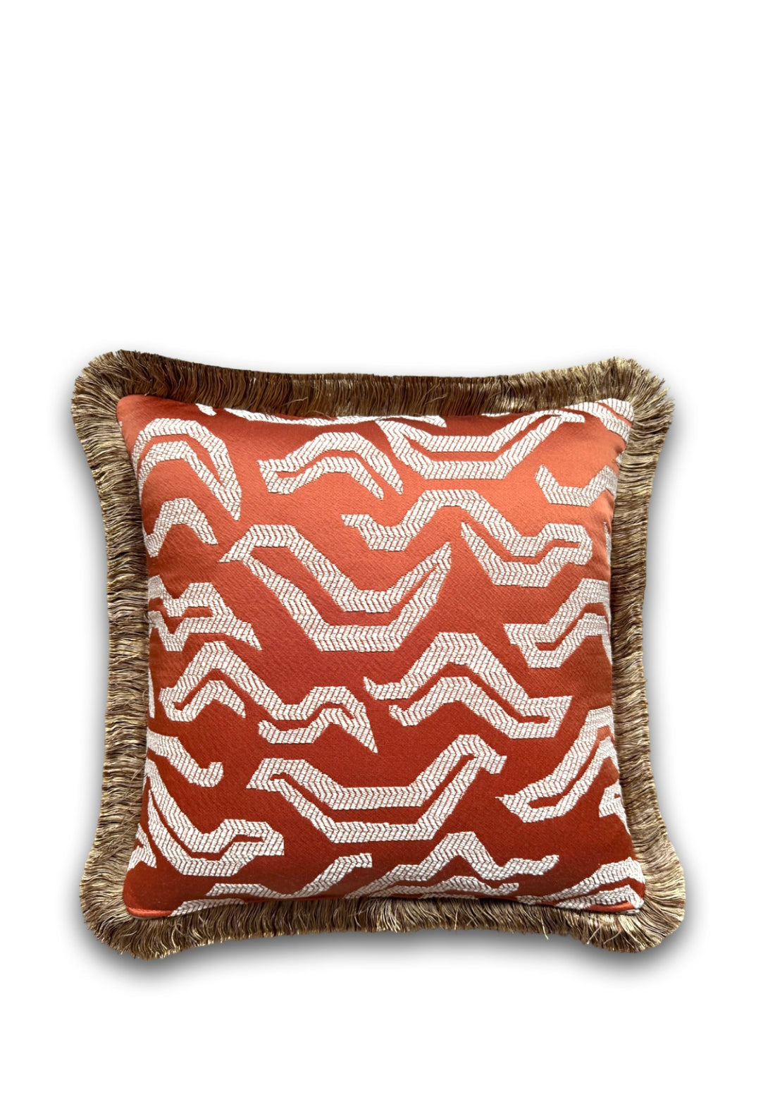 Pierre Frey sierkussen Tigris fringe - Tomette - 45 x 45 cm