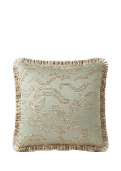 Pierre Frey sierkussen Tigris fringe - Jade - 45 x 45 cm